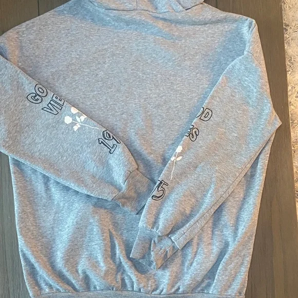 Justify Light Gray Hoodie with Floral and Text Graphics - Picture 2 of 2